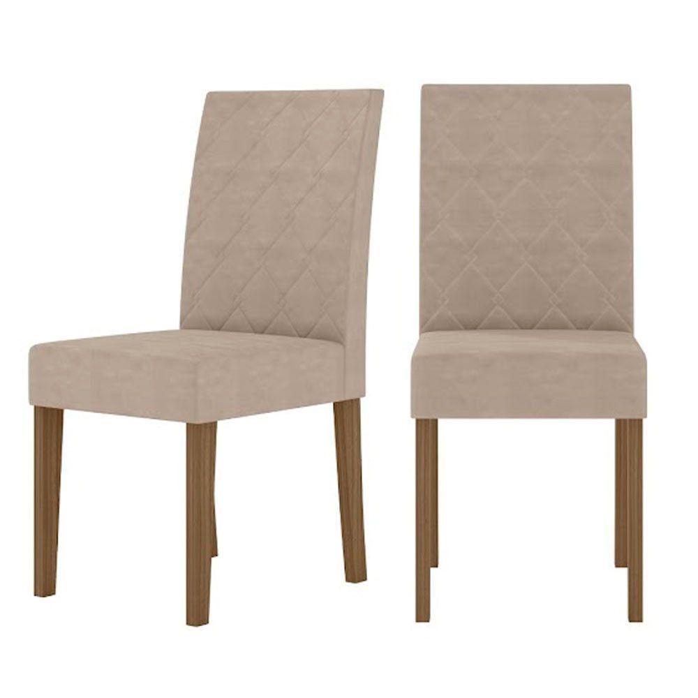 Conjunto Sala De Jantar Mesa Liz 6 Cadeiras Jade Poliman Carvalho Com Off White - 4