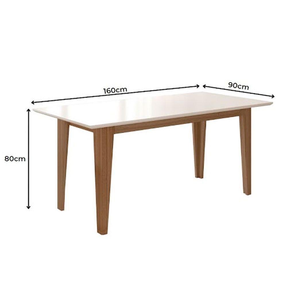 Conjunto Sala De Jantar Mesa Liz 6 Cadeiras Jade Poliman Carvalho Com Off White - 5