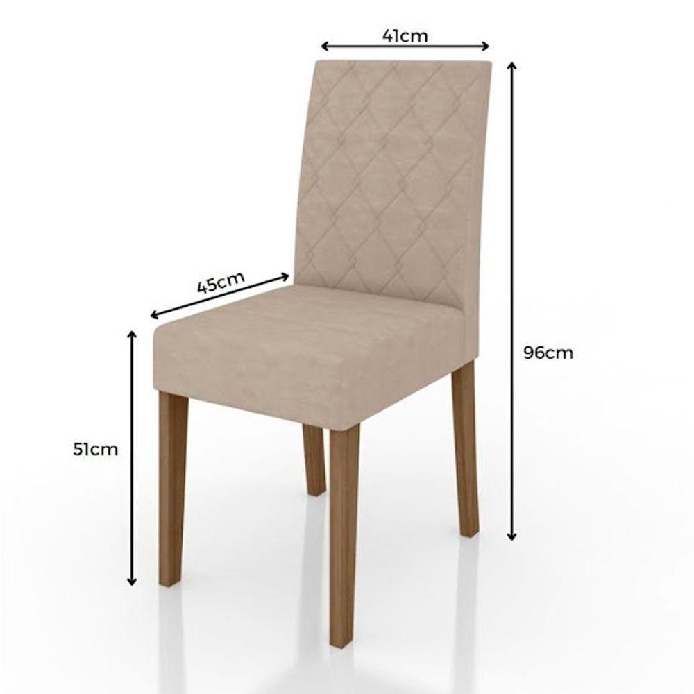 Conjunto Sala De Jantar Mesa Liz 6 Cadeiras Jade Poliman Carvalho Com Off White - 2