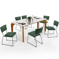 Mesa De Jantar 160cm Off White Com 6 Cadeiras Verde Musgo - 1