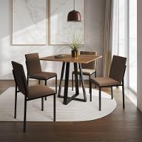 Conjunto De Jantar Mesa Mônaco 90Cm Tampo Imbuia Com 4 Cadeiras Estofadas Marrom - Cor: Preto - 1