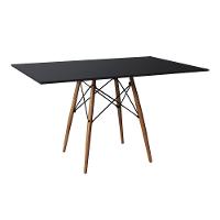 Conjunto De Mesa Eiffel Retangular Tampo De Madeira 120X75Cm Preto Com 4 Cadeiras Katrina Amarela - 7
