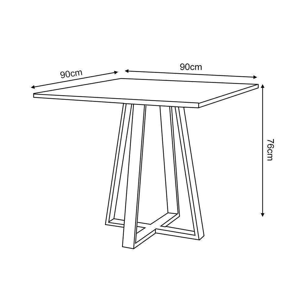 Conjunto De Jantar Mesa Mônaco 90Cm Tampo Preto Com 4 Cadeiras Marrom Base Cobre - Cor: Preto - 3