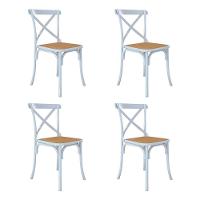 Conjunto De Mesa Eiffel Redondo Tampo De Madeira 90Cm Amêndoa Com 4 Cadeiras Katrina Branca Assento - 7
