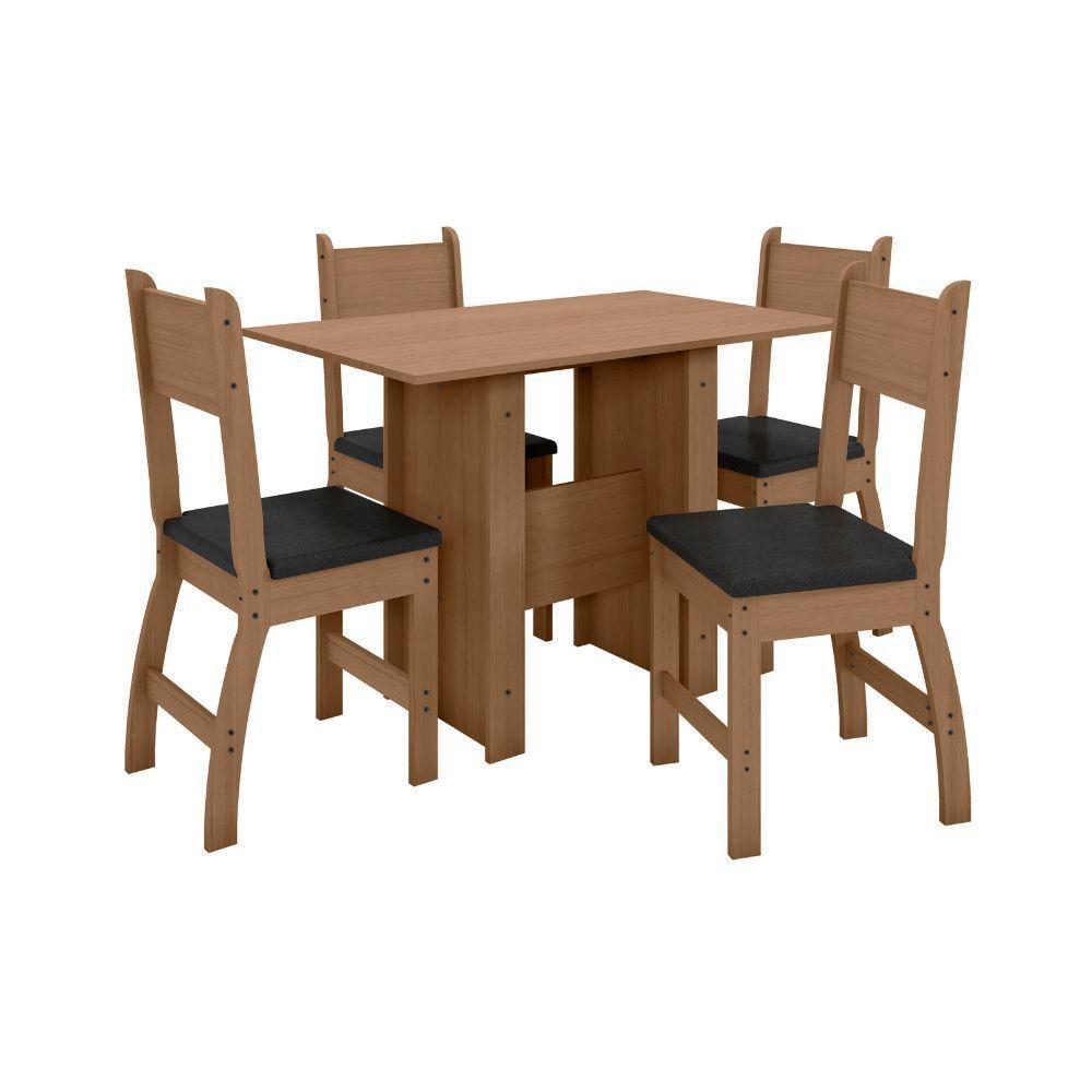 Conjunto Mesa De Jantar 4 Lugares Milano Carvalho Com Preto - 6