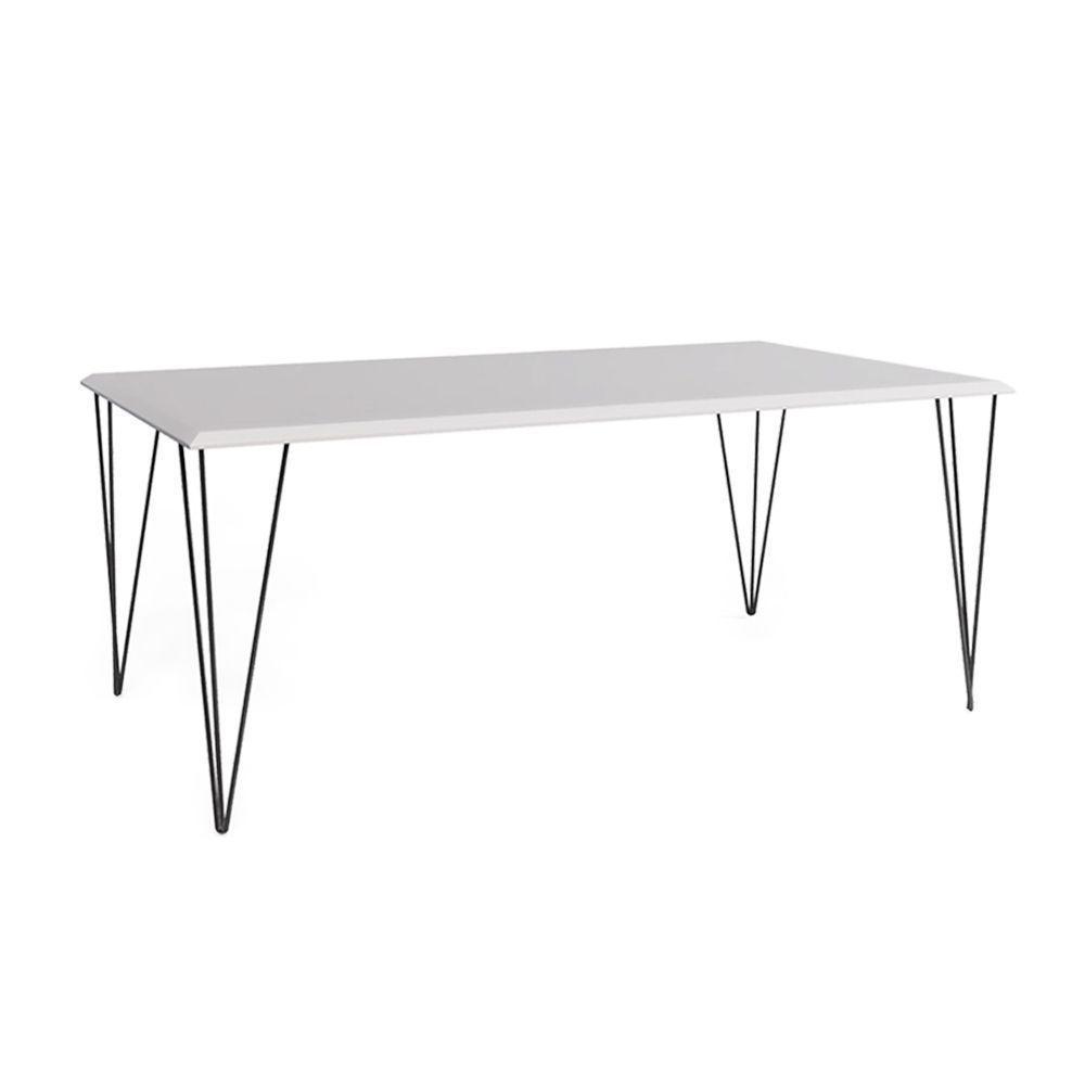 Jogo De Mesa Elen Retangular Tampo De Madeira 140X80Cm Branco Com 4 Cadeiras Katrina Cobreo R - 4