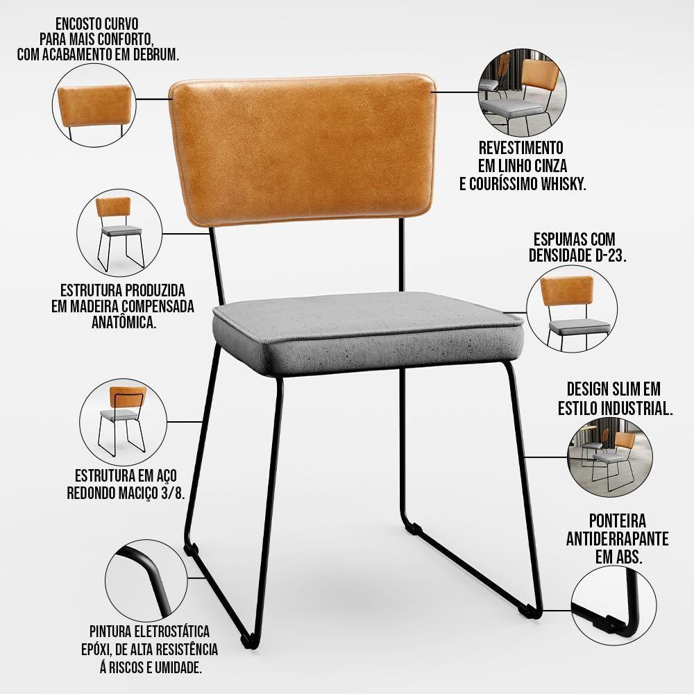 Mesa Capri 160cm Off White Com 6 Cadeiras B05 WhiCinza - 8