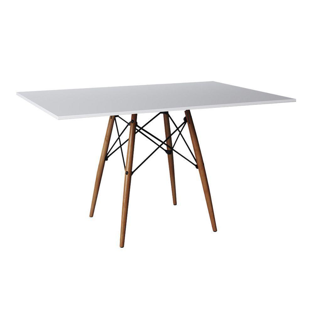 Conjunto De Mesa Eiffel Retangular Tampo De Madeira 120X75Cm Branco Com 4 Cadeiras Katrina Preto - 4