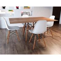 Conjunto De Mesa De Jantar Retangular 120X75 Tampo De Madeira Amêndoa Com 4 Cadeiras Marrom - 5