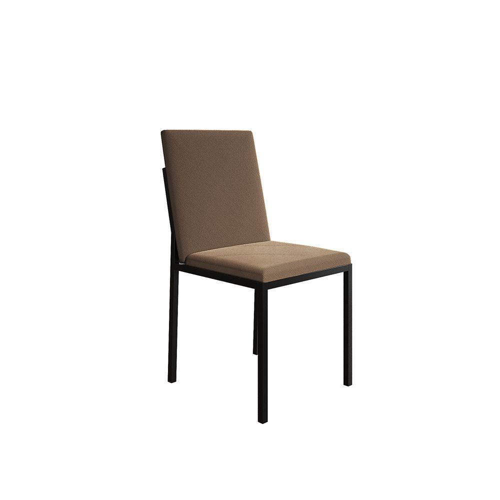 Conjunto De Jantar Mesa Mônaco 90Cm Tampo Branco Com 4 Cadeiras Estofadas Marrom - Cor: Preto - 5