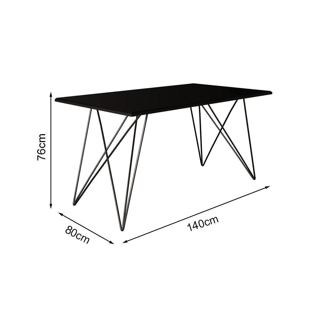 Mesa Jantar Preta Com 4 Cadeiras Vitória Bege E Preta Marrom - 2