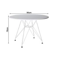 Mesa De Jantar Redonda Branca 90Cm Com 4 Poltronas Brancas Ferro Branco Branco - 5
