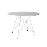 Mesa De Jantar Redonda Branca 90Cm Com 4 Poltronas Brancas Ferro Branco Branco - 9