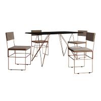 Mesa Jantar Preta Com 4 Cadeiras Vitória Bege E Cobre Marrom - 6