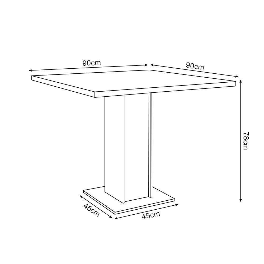 Mesa Jantar Londres Quadrada Amêndoa 90Cm Base Preta 4 Cadeiras Eames Estofadas Nude Médio Madeira - 3