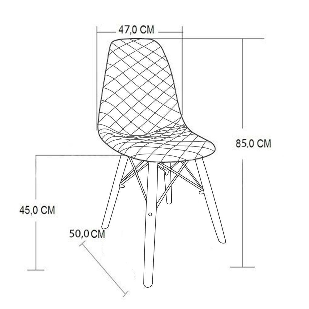Mesa Jantar Londres Quadrada Canela 90Cm Base Preta 4 Cadeiras Eames Estofadas Verde Madeira - 2