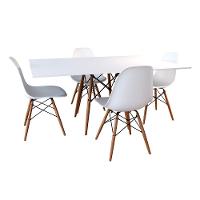 Conjunto De Mesa De Jantar Retangular 120X75 Tampo De Madeira Branco Com 4 Cadeiras Cor: Branco - 1
