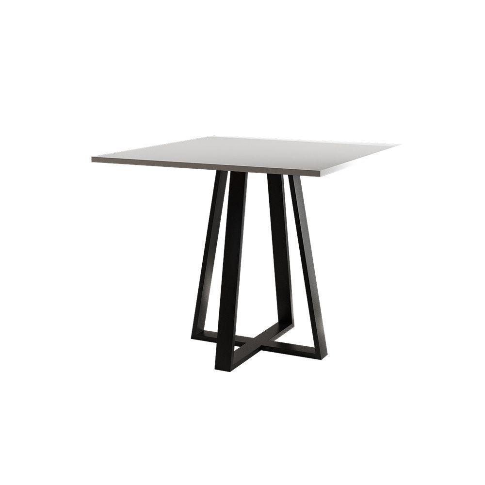 Conjunto De Jantar Mesa Mônaco 90Cm Tampo Branco Com 4 Cadeiras Estofadas Bege - Cor: Preto - 4
