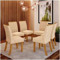 Conjunto 6 Cadeiras Estofadas Lupita Casa 812 Nature Linho - 1