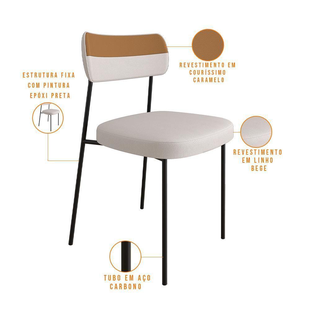 Mesa Jantar Capri 160cm Off White 6 Cadeiras Bege Caramelo - 8