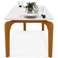 Mesa Jantar Capri 160cm Off White 6 Cadeiras Bege Caramelo - 3