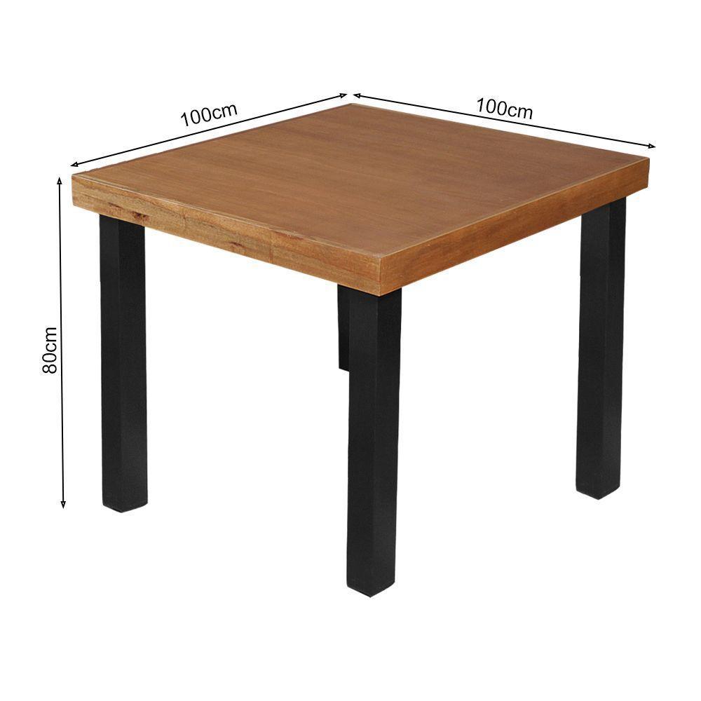 Mesa Jantar Catarina Quadrada 1M Com 4 Cadeiras Confort Ripada - Castanho - Marrom - 4