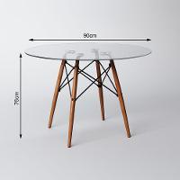 Conjunto De Mesa De Jantar Redonda 90Cm Tampo De Vidro Com 4 Cadeiras Pretas - Cor: Preto - 3