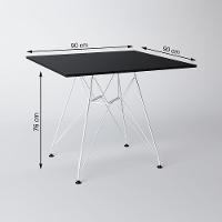 Mesa De Jantar Quadrada 90Cm Preta Com 4 Cadeiras Pretas Base Ferro Branco Cor: Preto - 3
