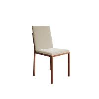 Conjunto De Jantar Mesa Mônaco 90Cm Tampo Preto Com 4 Cadeiras Bege Base Cobre - Cor: Preto