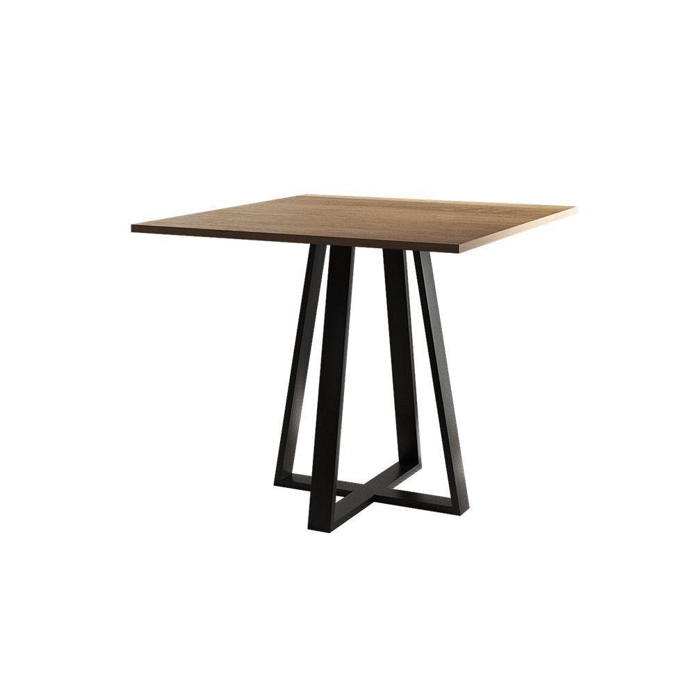 Conjunto De Jantar Mesa Mônaco 90Cm Tampo Imbuia Com 4 Cadeiras Estofadas Pretas - Cor: Preto - 4