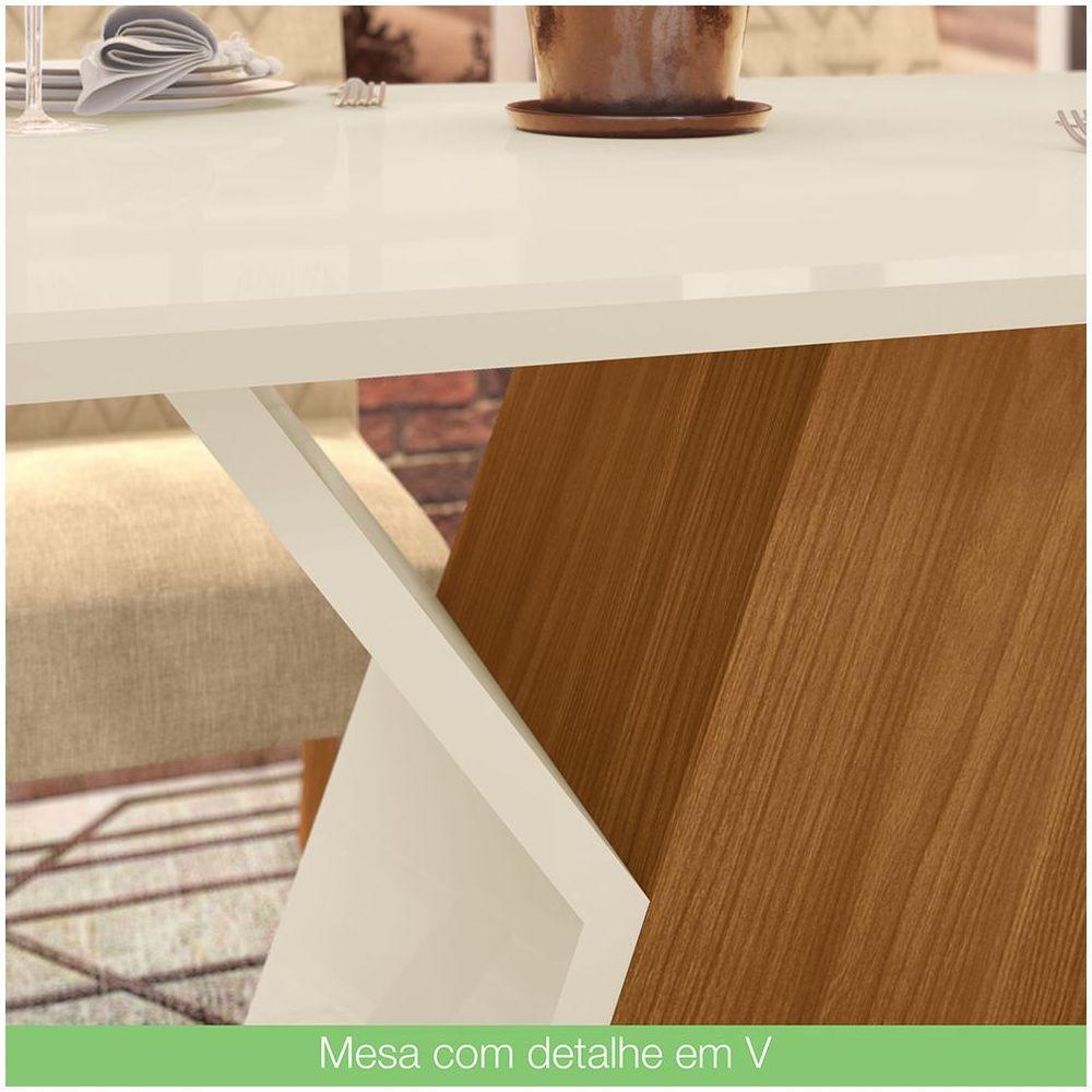Conjunto Sala De Jantar Mesa 160cm 6 Cadeiras Juanita Casa 812 Nature Off White E Linho - 2