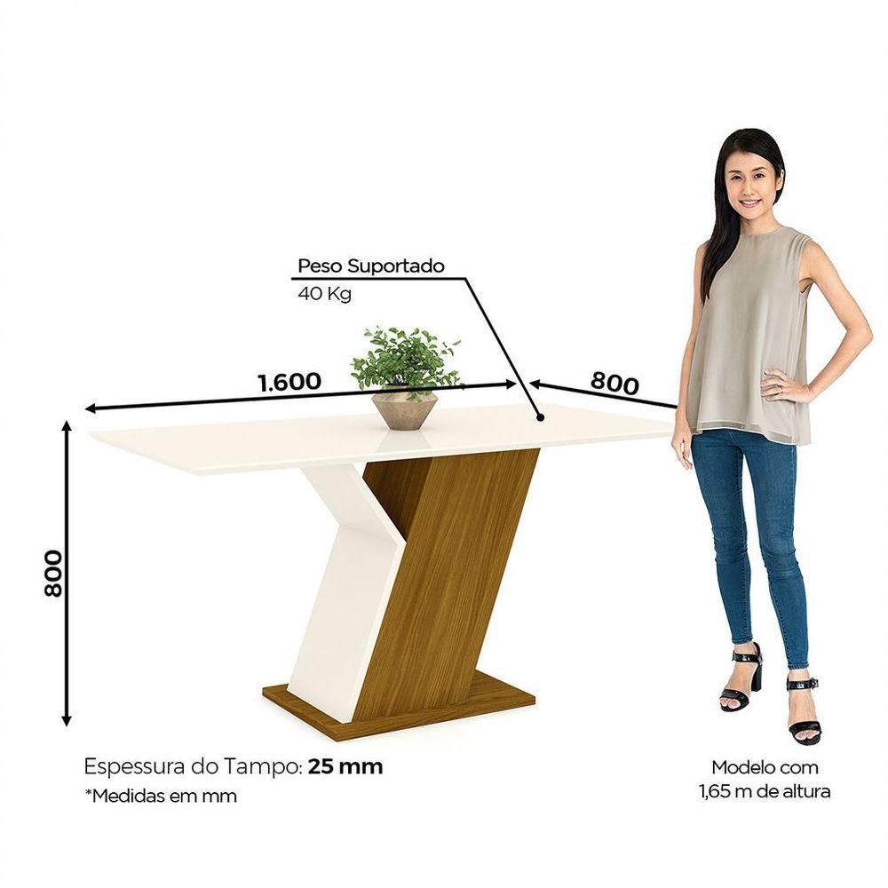 Conjunto Sala De Jantar Mesa 160cm 6 Cadeiras Juanita Casa 812 Nature Off White E Linho - 9