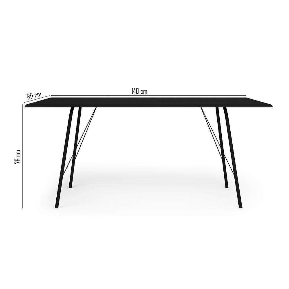 Mesa Jantar Paraty 137Cm Tampo Preto Com 4 Cadeiras Angra Estofadas Preta E Bege - Cor: Preto - 3