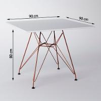 Conjunto Jantar Eames De Ferro Cobre E Tampo Quadrado Branco - 90Cm 4 Cadeiras Branca - 5