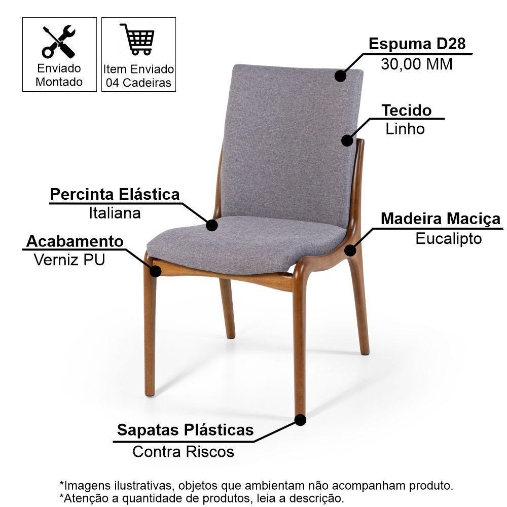 Kit Mesa De Jantar Redonda 120cm Gabi Noronha Com 4 Cadeiras Garbo Cinza Escuro - 2