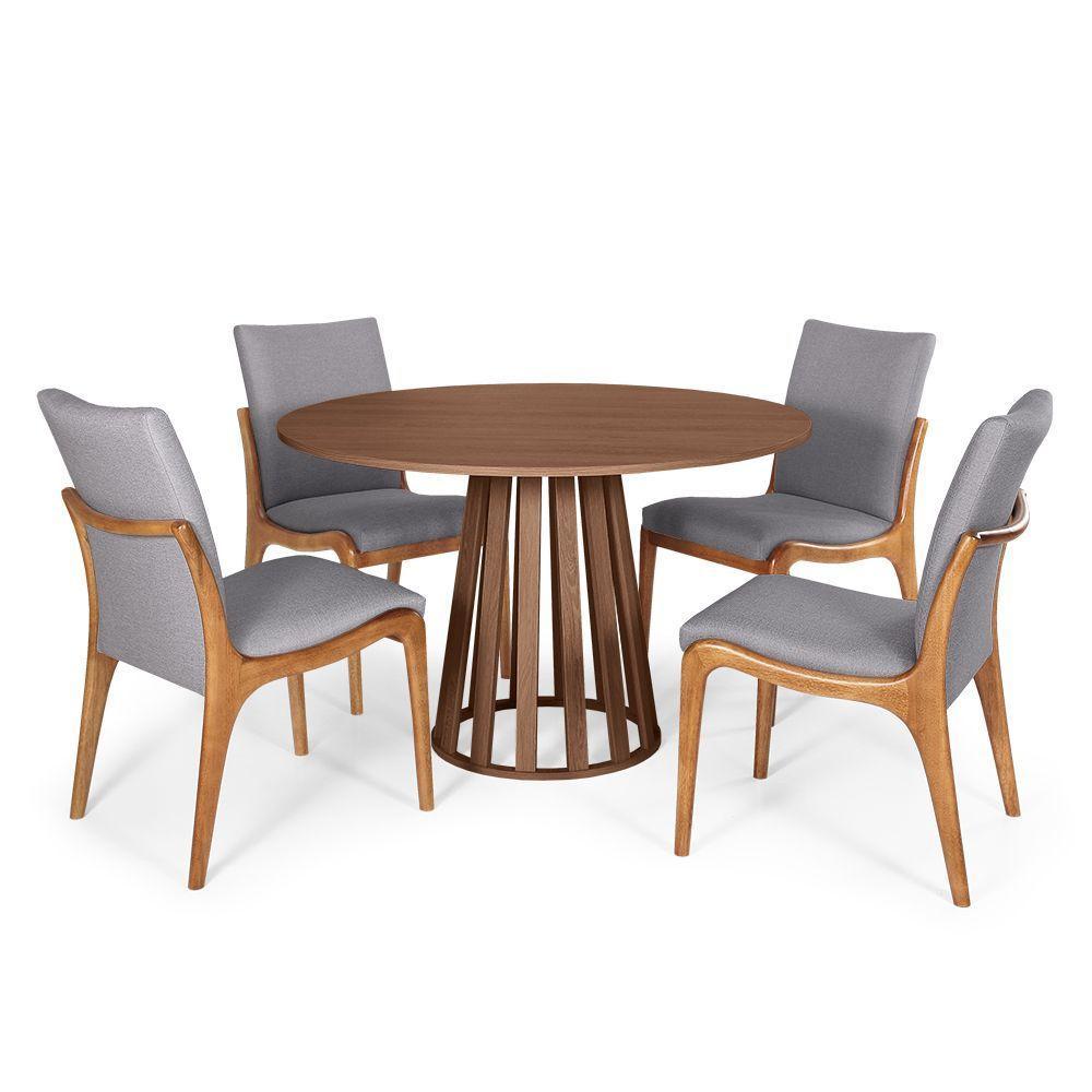Kit Mesa De Jantar Redonda 120cm Gabi Noronha Com 4 Cadeiras Garbo Cinza Escuro - 6