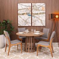 Kit Mesa De Jantar Redonda 120cm Gabi Noronha Com 4 Cadeiras Garbo Cinza Escuro - 1