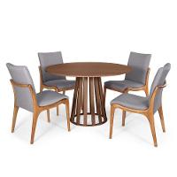 Kit Mesa De Jantar Redonda 120cm Gabi Noronha Com 4 Cadeiras Garbo Cinza Escuro - 6