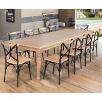 Conjunto Jantar Mesa Leonora 240X100 Com 10 Cadeiras Paris Base Alumínio - Natural - Marrom - 1