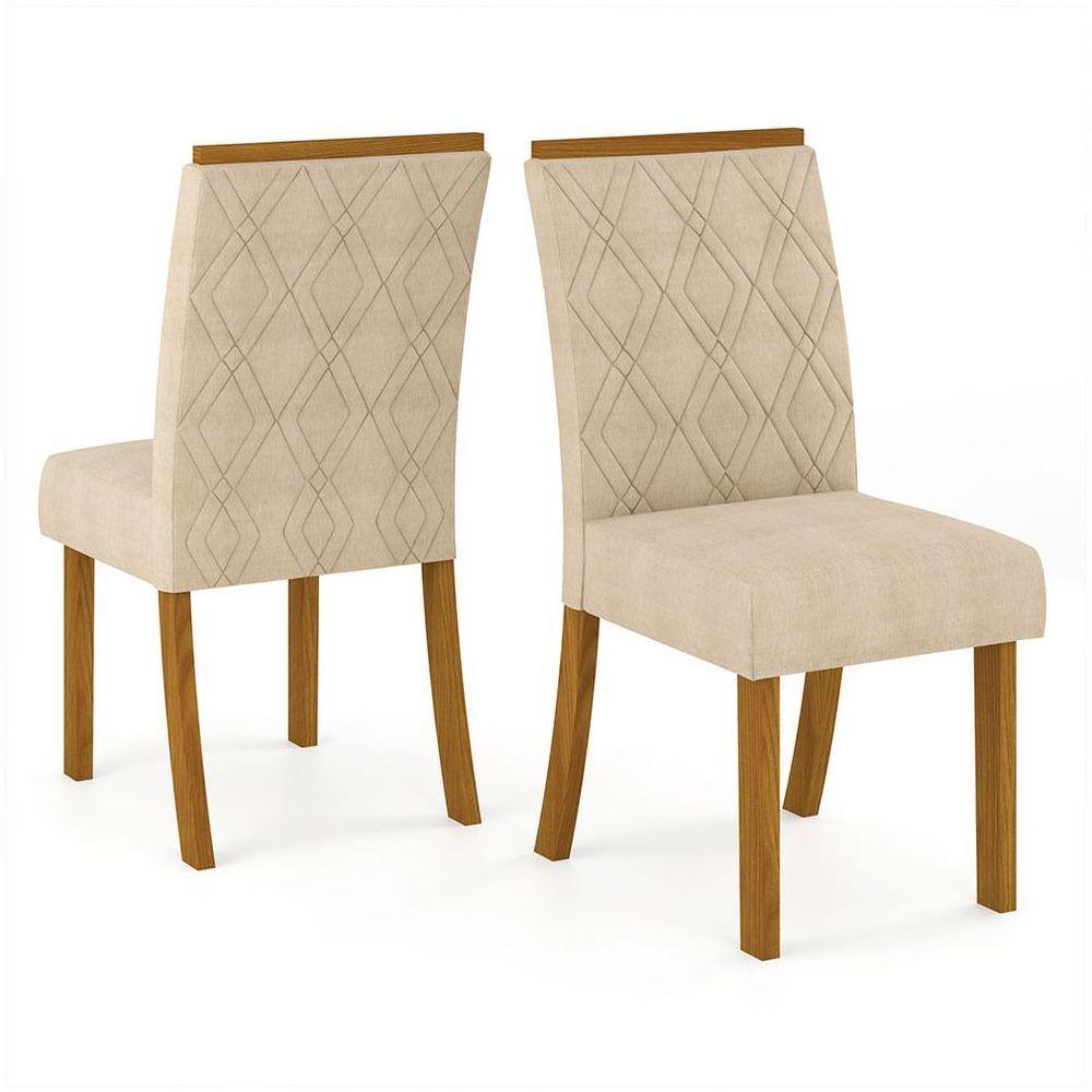 Conjunto 4 Cadeiras Estofadas Lupita Casa 812 Nature Linho - 3