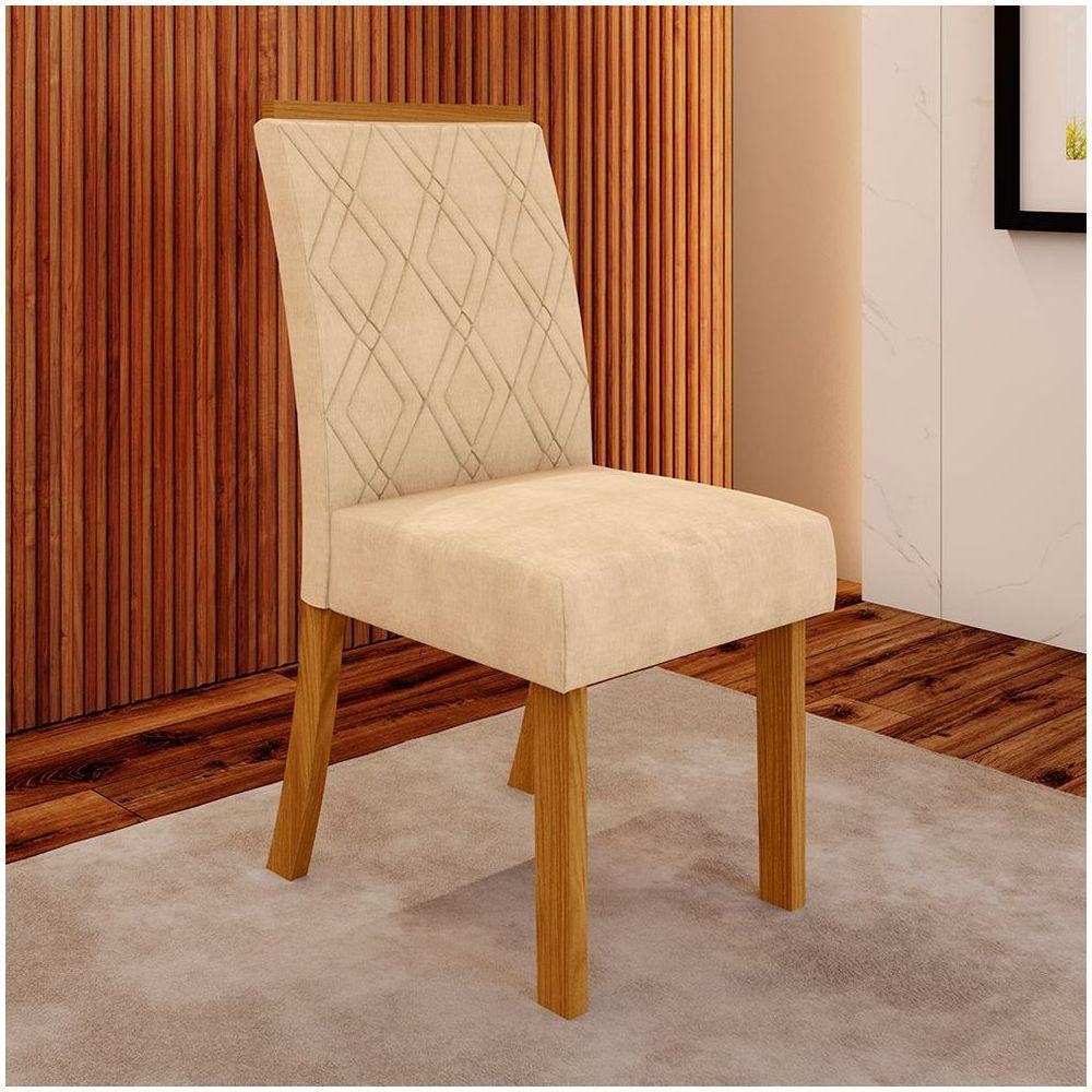 Conjunto 4 Cadeiras Estofadas Lupita Casa 812 Nature Linho - 4