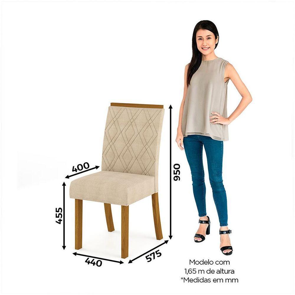 Conjunto 4 Cadeiras Estofadas Lupita Casa 812 Nature Linho - 5