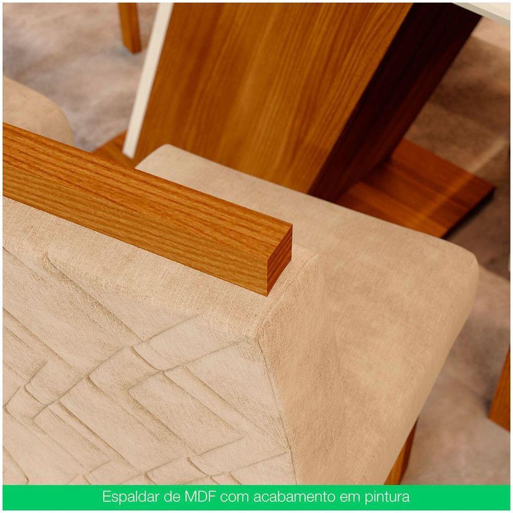 Conjunto 4 Cadeiras Estofadas Lupita Casa 812 Nature Linho - 9