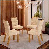 Conjunto 4 Cadeiras Estofadas Lupita Casa 812 Nature Linho - 1