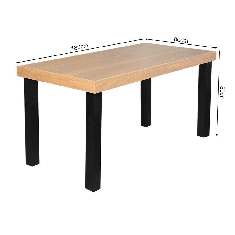 Conjunto Jantar Industrial Mesa Felícia 180X80 Com 6 Cadeiras Paris Base Alumínio - Natural - Marrom - 4