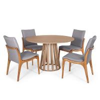 Kit Mesa De Jantar Redonda 120cm Gabi Jade Com 4 Cadeiras Garbo Cinza Escuro - 7