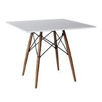 Conjunto De Mesa Eiffel Quadrado Tampo De Madeira 90Cm Branco Com 4 Cadeiras Katrina Branca Assento - 5