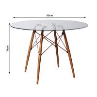 Jogo De Mesa Eiffel Redondo Tampo De Madeira 90Cm Branco Com 4 Cadeiras Katrina Cobreo Corano - 3