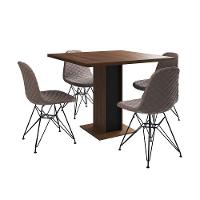 Mesa Jantar Londres Quadrada Amêndoa 90Cm Base Preta 4 Cadeiras Eames Estofadas Nude Médio Ferro Pre - 6