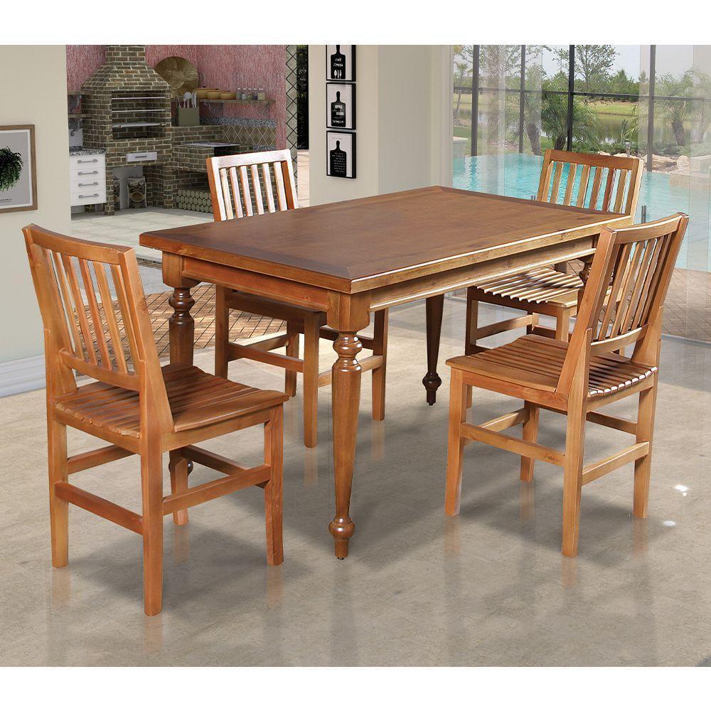 Conj Jantar Mesaça Rústica Franscisca 140X80 4 Cad Ripad Confort Castanho - Marrom - 1